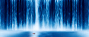 高山流水瀑布山水图