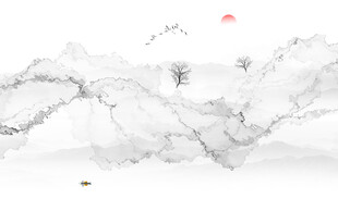 抽象水墨线条烟雾山水电视背景墙