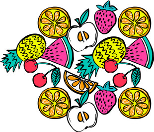 缤纷水果插画图案设计