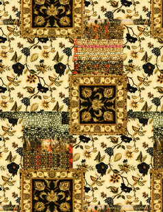 复古拼贴风几何图案地毯