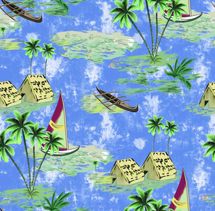 热带海岛风光无缝图案