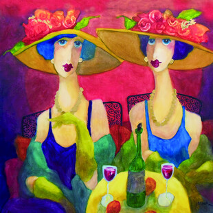 戴花帽的两位女士