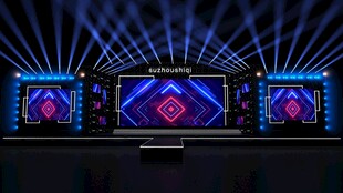 炫酷舞台灯光设备展示带灯光材质