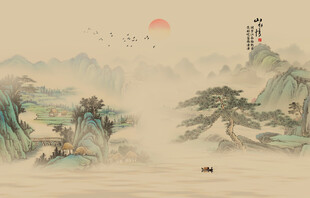 古风背景山水画