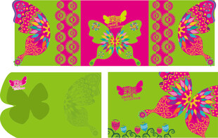 多彩蝴蝶花卉图案设计