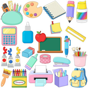 学习工具文具铅笔便利贴橡皮书包