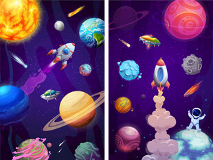 宇宙太空星球宇航员火箭飞碟背景