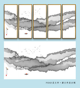 线条水墨抽象画