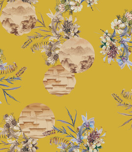 黄色花卉蜂巢图案纹理