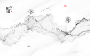 新中式抽象大理石线条山水背景墙