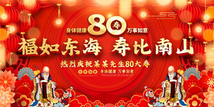 八十寿辰喜庆背景展板