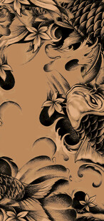 中式鲤鱼纹身图案设计