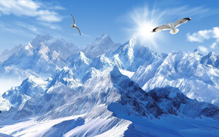 蓝天雪山背景墙