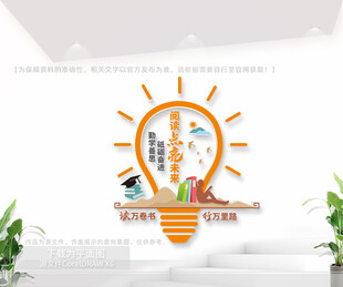 灯泡创意阅读文化墙