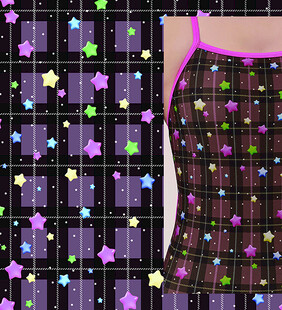 彩色星星条格数码印花图案