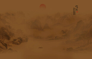 中式古风古典山水画背景