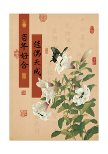 百合花百年好合装饰画