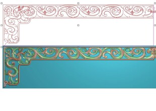 镂空草龙洋花佛龛挂落精雕图灰度