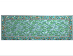 洋花莲花边框祥云牌匾精雕图灰度