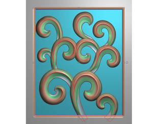 方形楼梯扶手洋花雕花精雕图灰度