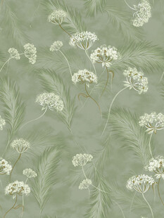 淡绿背景白色花卉图案