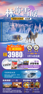 林海雪原紫色旅游海报