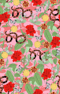 花卉蝴蝶图案布料纹理