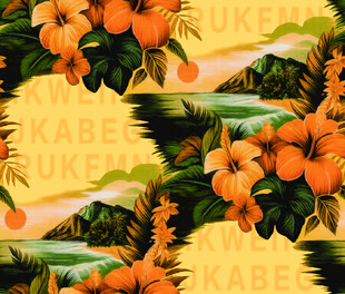 热带花卉与果汁图案设计