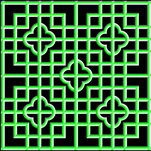 绿色几何图案套方如意