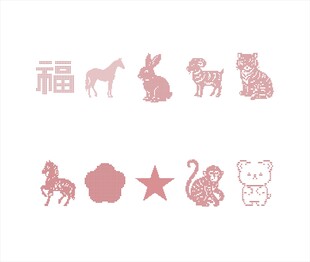 可爱动物与福字图案集合