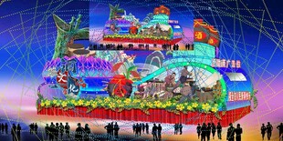 绚丽多彩的大型节庆花车