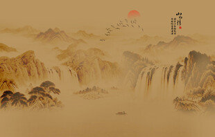 古风水墨山水意境图