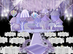 梦幻紫色系婚礼场景布置