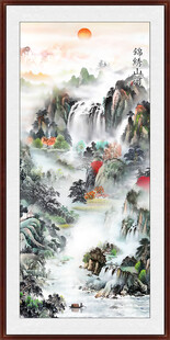 源远流长山水国画旭日东升