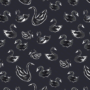 黑色背景上的天鹅鸭子图案
