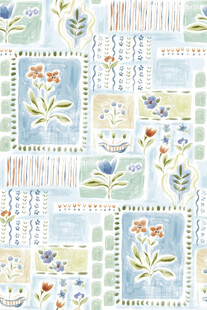 清新花卉几何图案印花