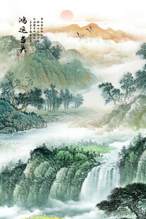 写意青绿山水画