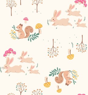 可爱动物与花卉图案背景