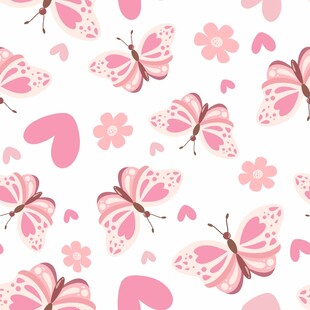 粉色蝴蝶花朵爱心图案