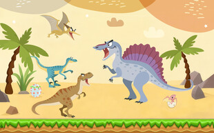 卡通恐龙儿童房背景图片