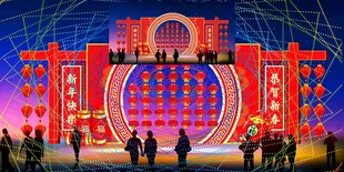 灯笼墙花灯彩灯效果图