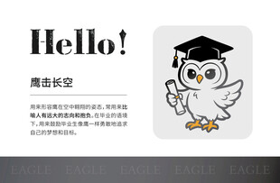 卡通猫头鹰毕业形象设计