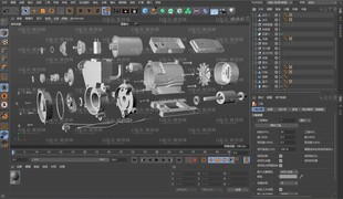水泵电机拆分配件爆炸图3D建模