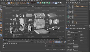 水泵电机拆分配件爆炸图3D建模