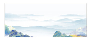 山水画背景假山国潮风水墨画展板