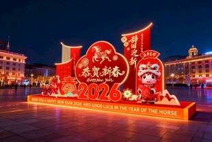 喜庆春节彩灯造型展示