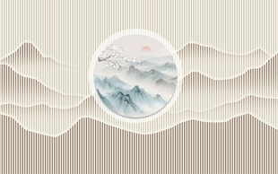 新中式山水画背景墙