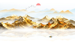 金山山水画背景墙