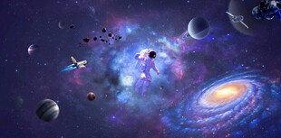 梦幻宇宙星空宇航员星球太空背景