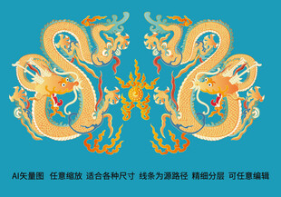 双龙线描龙中国龙白酒茶龙包装龙